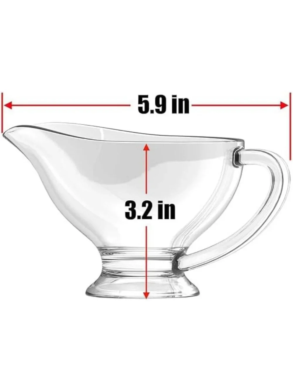 Set of 2 Glass Gravy Boats - 7 oz Creamer Pitcher for Sauces & Salad Dressing